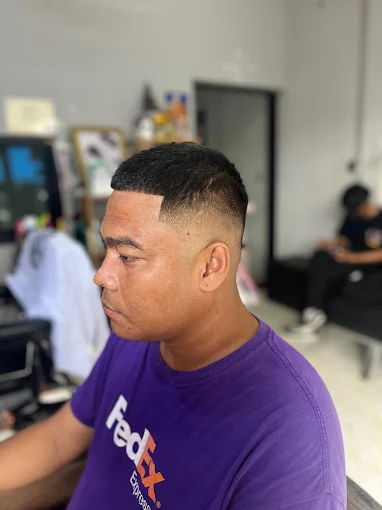 Local customer with sharp skin fade